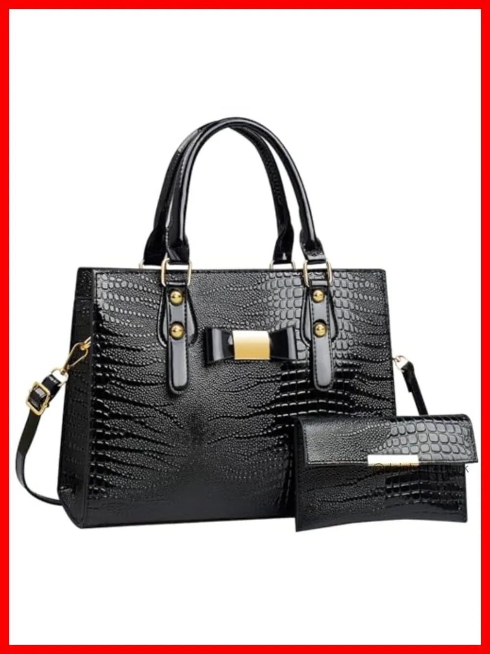PU Leather Satchel Tote Handbag with Wallet, Top Handle Shoulder Bag